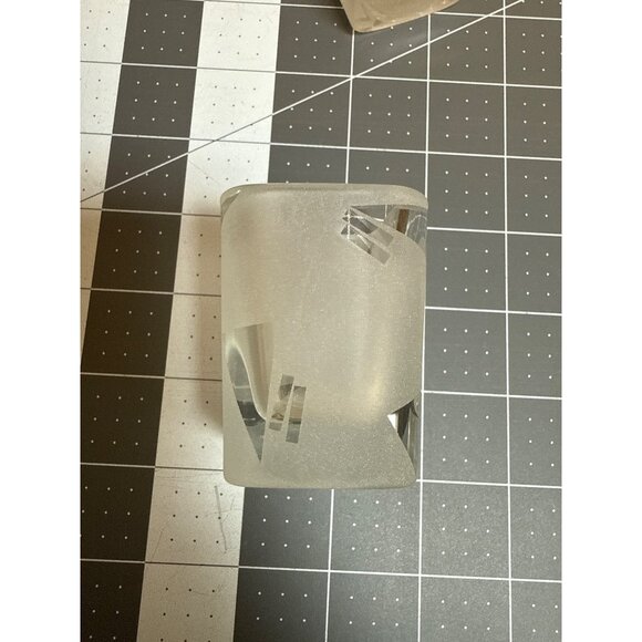 Set Of 3 Frosted Clear Glass Square Votive Candle Holders With Etched Geometric - Picture 16 of 16